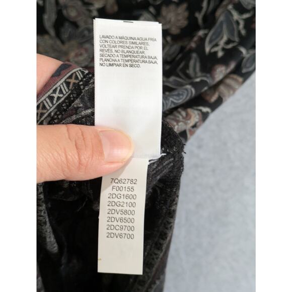 Lucky Brand Floral Top Women 1X Black Split V Neck 3/4 Sleeve Relax Fit Boho NWT - Picture 11 of 14